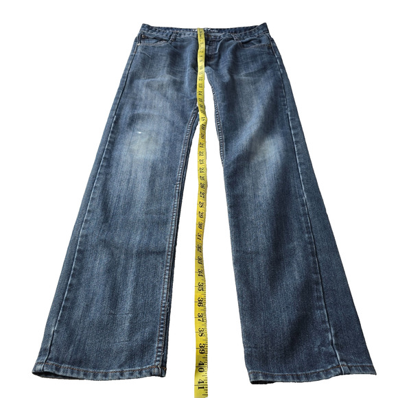 DKNY Mott Jeans Women's 20 (waist 32) Blue Dark Wash Slightest Distress Straight - Picture 14 of 16